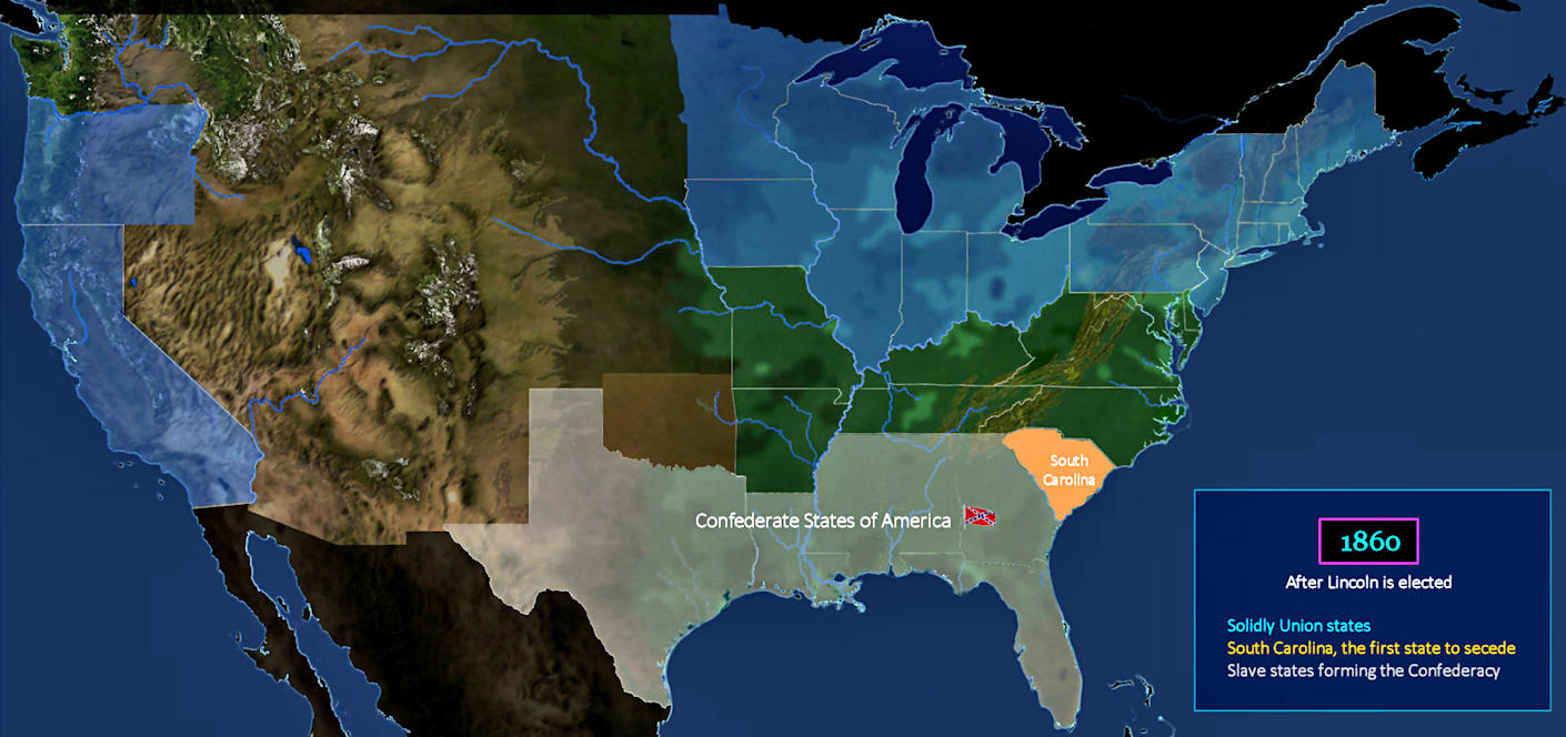 Lincoln election, Confederacy born, 1860 map